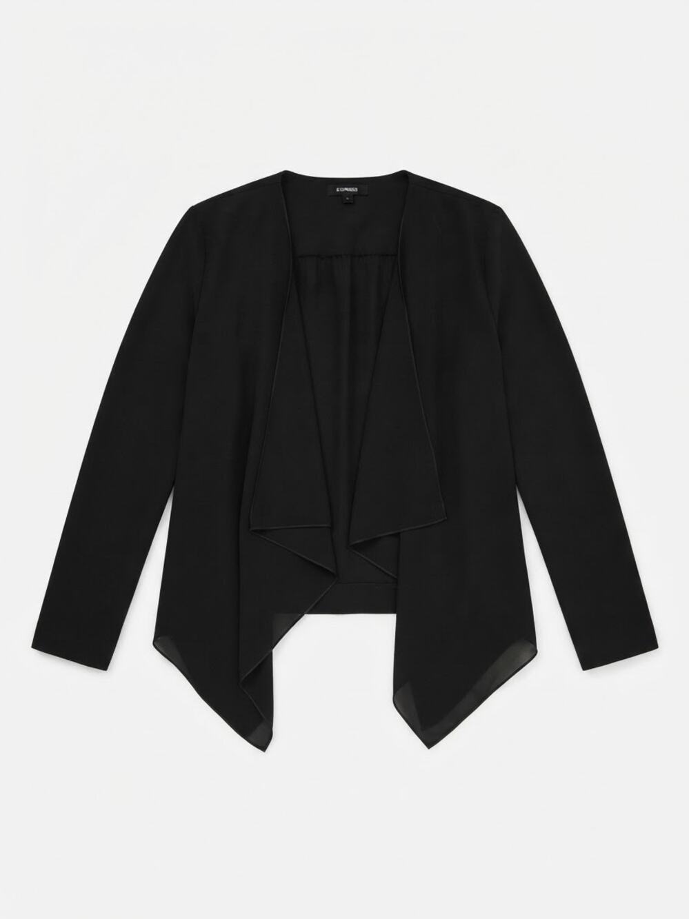 Express Black Draped Jacket Women Size XS Open Front Blazer Cardigan Workwear